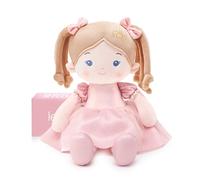 LeyaDoll Soft Baby Doll Toys (16''), My First Baby Rag Doll for 1 Year-Old Girl Birthday Gift, Christmas Plush Toys Gift for Toddler Kids Infants-Princess-Coral