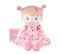 LeyaDoll Soft Baby Doll Toys (16''), My First Baby Rag Doll for 1 Year-Old Girl Birthday Gift, Christmas Plush Toys Gift for Toddler Kids Infants-Strawberry-Girl