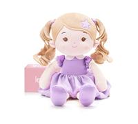LeyaDoll Soft Baby Doll Toys (16''), My First Baby Rag Doll for 1 Year-Old Girl Birthday Gift, Christmas Plush Toys Gift for Toddler Kids Infants -Starlet Purple