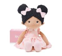 LeyaDoll Soft Baby Doll Toys (16''), My First Baby Rag Doll for 1 Year-Old Girl Birthday Gift, Christmas Plush Toys Gift for Toddler Kids Infants-Sweetheart(Double Buns Tanned)