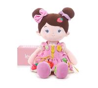 LeyaDoll Soft Bady Educational Soft Baby Doll(16''), Learning Sensory Doll for Toddlers, Montessori Toys for 2-Year-Old Girls Christmas, Birthday Gifts, Plush Doll with Button-Jucy Girl-Joosee
