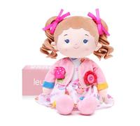 LeyaDoll Soft Bady Educational Soft Baby Doll(16''), Learning Sensory Doll for Toddlers, Montessori Toys for 2-Year-Old Girls Christmas, Birthday Gifts, Plush Doll with Button-Busy Cupcake-Girl