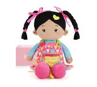 LeyaDoll Soft Bady Educational Soft Baby Doll(16''), Learning Sensory Doll for Toddlers, Montessori Toys for 2-Year-Old Girls Christmas, Birthday Gifts, Plush Doll with Button-Sweetheart Girl -Tanned