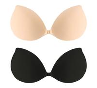 LEYBDER Stick on Bra Backless Invisible Sticky Bra Push up Strapless Women's Adhesive Bras Ladies Backless Strapless Bras Large Breasts Push up Sticky for Backless Dresses, Wedding, Party