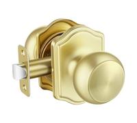 Leydebong 1 Pack Classic Gold Passage Door Knob, Non-Locking Interior Door Handle Set for Hallways & Closets, Easy DIY Installation