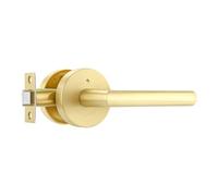 Leydebong 1 Pack Gold Door Handle Interior, Zinc Alloy Brushed Gold Privacy Interior Door Knob for Bathroom, Modern Bedroom Lever Door Handle