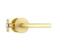 Leydebong 1 Pack Gold Door Handles Interior Passage Door Knob Lever, Interior Door Handles Brushed Gold for Closet, Nonlockable Hallway Closet Door Handle