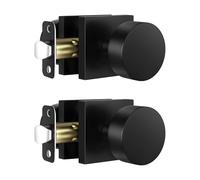 Leydebong 2 Pack Black Door Knobs Interior Passage Door Knob, Handle for Closet and Hallway Doors, Non-Locking Doorknob