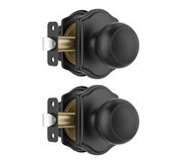 Leydebong 2 Pack Classic Black Passage Door Knob, Non-Locking Interior Door Handle Set for Hallways & Closets, Easy DIY Installation