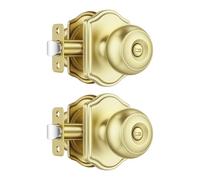 Leydebong 2 Pack Classic Gold Privacy Door Knob, Bedroom & Bathroom Interior Door Handle Set, Easy DIY Installation, Non-Keyed Lock