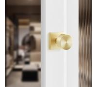 Leydebong 2 Pack Dummy Door Knobs for Interior Closet, Single Side Non-Turning Inactive Dummy Knobs in Satin Brass Finish