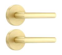 Leydebong 2 Pack Gold Closet Door Knobs, Handle Function Non-Locking Dummy Door Handles, Brushed Gold Individual Dummy Door Knob Single Side for Closets, French Double Doors, and Pantry