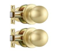 Leydebong 2 Pack Passage Door Knobs Round Handles for Hall or Closet Knobs Keyless Hardware, Gold Door Knobs Interior