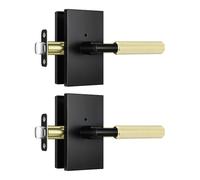 Leydebong 2 Pack Privacy Door Handles, Keyless Door Lever for Bed/Bathroom, Heavy Duty Door Knobs Interior with Locks for Left Right Sided Doors