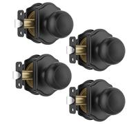 Leydebong 4 Pack Classic Black Passage Door Knob, Non-Locking Interior Door Handle Set for Hallways & Closets, Easy DIY Installation