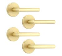 Leydebong 4 Pack Gold Closet Door Knobs, Handle Function Non-Locking Dummy Door Handles, Brushed Gold Individual Dummy Door Knob Single Side for Closets, French Double Doors, and Pantry