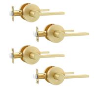 Leydebong 4 Pack Interior Door Handles, Gold Door Knobs, Passage Door Handles Set for Right/Left Handed Doors, Heavy Duty Door Hardware