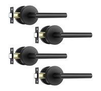 Leydebong 4 Pack Matte Black Door Handles Interior Passage Door Knob Lever, Interior Door Handles Matte Black for Closet, Nonlockable Hallway Closet Door Handle
