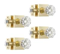 Leydebong 4 Pack Nonlocking Passage Door Knobs, Interior Gold Door Handles, Clear Crystal Glass Door Levers Interior, Modern Gold Door Knob