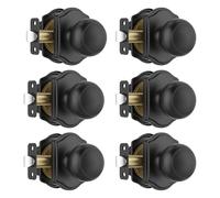 Leydebong 6 Pack Classic Black Passage Door Knob, Non-Locking Interior Door Handle Set for Hallways & Closets, Easy DIY Installation