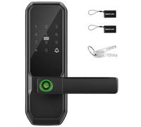 Leydebong Black Fingerprint Smart Door Lock with Handle & Keypad, Passcode Door Lock with Passage Function, Keyless Entry & Remote Access for Home, Kids, Airbnb & Rental Property, DIY Install