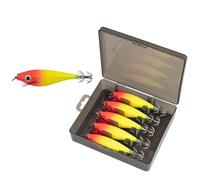 LEYDUN Luminous Horizontal Squid Jig Wood Shrimp Hook - 5pcs Fishing Lures for Octopus & Cuttlefish - Saltwater Baits(70series(5pcs) 02)
