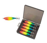 LEYDUN Luminous Horizontal Squid Jig Wood Shrimp Hook - 5pcs Fishing Lures for Octopus & Cuttlefish - Saltwater Baits(60series(5pcs) 03)