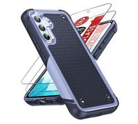 LeYi Armour Case for Samsung Galaxy A54 5G: Galaxy A54 Phone Cover with 2 Pack Tempered Glass Screen Protectors, Heavy Duty Hard PC Textured Shockproof Back Case Purple