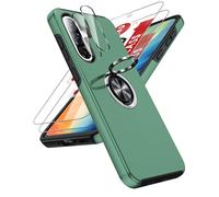 LeYi Case for Samsung Galaxy A56 Mobile Phone Case Compatible with 2 x Screen Protectors and 2 x Camera Film, TPU Military Protection Hybrid Protective Case with 360° Metal Ring Holder Stand