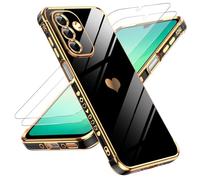 LeYi Cover for Samsung Galaxy A26 5G Case with Tempered Glass [2 Pack], Love Heart Bumper Soft Silicone TPU Slim Case with Camera Protection for Samsung A26 Women, Black