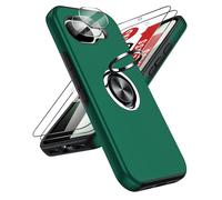 LeYi for Google Pixel 10A Phone Case with 2 Tempered Glass Screen Protector, 2 Camera Lens Protector and Invisible Metal Ring Stand Holder, Shockproof Protective Mobile Cover for Pixel 10 A - Green
