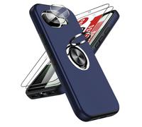 LeYi for Google Pixel 10A Phone Case with 2 Tempered Glass Screen Protector, 2 Camera Lens Protector and Invisible Metal Ring Stand Holder, Shockproof Protective Mobile Cover for Pixel 10 A - Blue