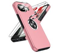 LeYi for Google Pixel 10A Phone Case with 2 Tempered Glass Screen Protector, 2 Camera Lens Protector and Invisible Metal Ring Stand Holder, Shockproof Protective Mobile Cover for Pixel 10 A - Pink