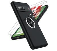 LeYi for Google Pixel 7 Phone Case with 2 Screen Protector and Invisible Metal Ring Stand Holder, Shockproof Protective Mobile Cover for Googlepixel 7 5G - Black