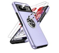 LeYi for Google Pixel 8 Case: and 2 Tempered Glass Screen Protector &2 Camera Lens Protector, with 360 Ring Holder Stand Magnetic Shockproof Heavy Duty Protective Phone Cover for Google Pixel 8 Purple