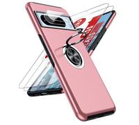 LeYi for Google Pixel 8 Pro Case: and 2 Tempered Glass Screen Protector &2 Camera Lens Protector, with 360 Ring Holder Stand Magnetic Shockproof Heavy Duty Protective Phone Cover for Pixel8 Pro Pink