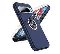 LeYi for Google Pixel 9/Pixel 9 Pro Phone Case with 2 Tempered Glass Screen Protector and 360° Rotating Invisible Phone Ring Holder, Shockproof Protection Cover for 9Pro - Blue