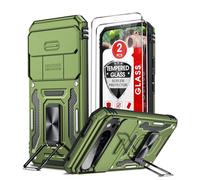 LeYi for Google Pixel 9 Pro XL Case: Pixel 9 Pro XL Phone Case with Camera Lens Cover Slider, 2 Pack Screen Protectors, Ring Stand Holder Military Protective Shockproof Armour Phone Cover, Green