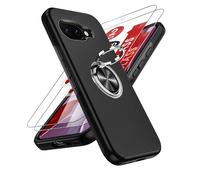 LeYi for Google Pixel 9a Phone Case with 2 Tempered Glass Screen Protector and 360° Rotating Invisible Phone Ring Holder, Shockproof Protection Cover for Google Pixel 9 a - Black