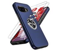 LeYi for Google Pixel 9a Phone Case with 2 Tempered Glass Screen Protector and 360° Rotating Invisible Phone Ring Holder, Shockproof Protection Cover for Google Pixel 9 a - Blue