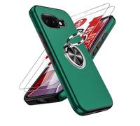 LeYi for Google Pixel 9a Phone Case with 2 Tempered Glass Screen Protector and 360° Rotating Invisible Phone Ring Holder, Shockproof Protection Cover for Google Pixel 9 a - Green