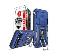 LeYi for Google Pixel 9a Phone Case, with Camera Lens Cover Slider, 2 Pack Screen Protectors, Ring Stand Holder Military Grade Protective Shockproof Armour Cover for Google Pixel 9 a, Navy Blue