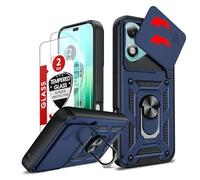 LeYi for Honor 400 Lite 5G Phone Case with Camera Cover Slider and 2 Tempered Glass Screen Protectors, Ring Stand Holder, Military Protective Armour Rugged Phone Cover for Honour 400 Lite 5G, Blue