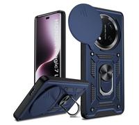 LeYi for Honor Magic 7 Lite 5G Case, Camera Lens Slide Design, Military Shockproof Phone Cover with Ring Stand Holder, Tough Armour Phone Case for Honour Magic 7 Lite 5G, Blue