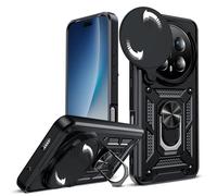 LeYi for Honor Magic 8 Pro 5G Phone Case with Camera Cover Slider and 360° Ring Stand Holder, Military Rugged Protective Tough Armor Cover for Honour Magic8 Pro, Black