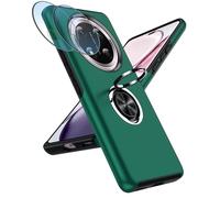 LeYi for Honor Magic7 Lite 5G Phone Case with 2 Camera Lens Protector and Invisible Metal Ring Stand Holder, Shockproof Protective Mobile Cover for Honor Magic7 Lite - Green