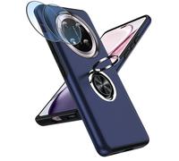 LeYi for Honor Magic7 Lite 5G Phone Case with 2 Camera Lens Protector and Invisible Metal Ring Stand Holder, Shockproof Protective Mobile Cover for Honor Magic7 Lite - Blue