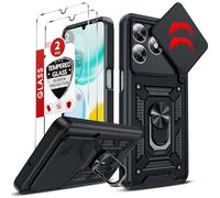 LeYi for Honor X5c/X5c Plus 4G Phone Case with Ring Holder, Sliding Camera Cover and 2 Screen Protectors, Rugged Protective Tough Armor Cover for Honour X5c/X5c Plus 4G- Black