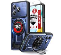 LeYi for Honor X5c/X5c Plus Case, Invisible Ring Stand Holder with 2 Tempered Glass Screen Protectors, Tough Protective Shockproof Mobile Phone Cover for Honour X 5c/X5 c Plus, Blue