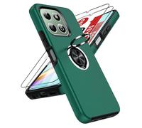 LeYi for Honor X6b 4G Phone Case with 2 Tempered Glass Screen Protector and Invisible Phone Ring Holder, Shockproof Protective Cover for Honour X6b 4G - Green